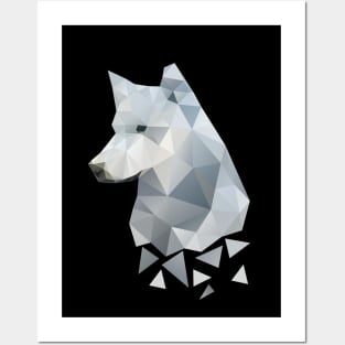 Dramabite Low-poly polygon grey wolf geometric minimal illustration Posters and Art